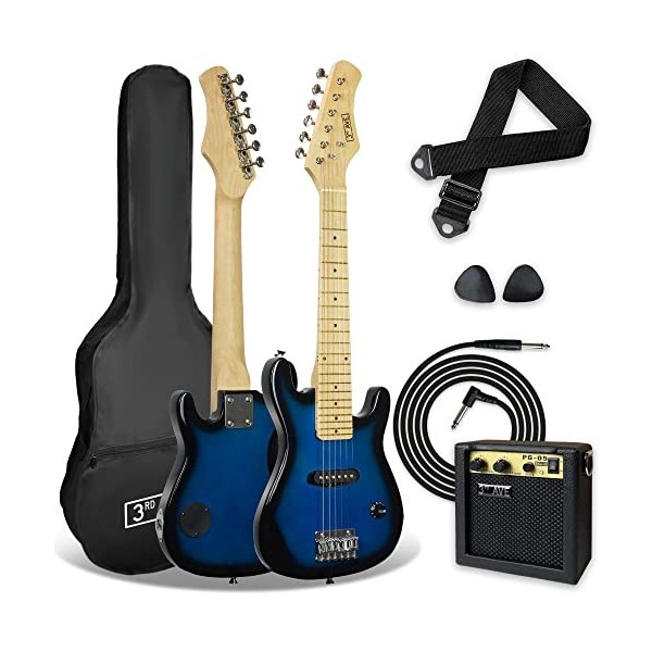 3rd Avenue Pack Guitare Électrique enfant Taille Junior 1/4 pour Débutants, Ampli Portable 5 W, Jack, Housse, Médiators et Sa