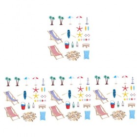 Abaodam 4 Ensembles Mini Costume De Plage Décoration Miniature De Style Plage Chaise Parapluie De Maison De Poupée Accessoire