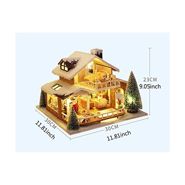 HLONGG Miniature Bois Dollhouse Modèle Kits avec des Meubles et des Accessoires Ainsi Que des mouvements musicaux et Une Fill