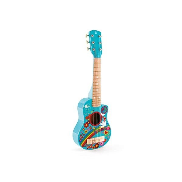 Hape - Guitare Flower Power - Guitare à 6 Cordes Nylon - Instrument de Musique en Bois - Jouet Enfant dès 3 ans - Jeu dÉveil