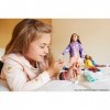 Barbie Fashionistas poupée mannequin 86 brune avec robe pastel et coupe-vent violet, fournie avec deuxième tenue, jouet pour