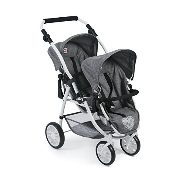 Bayer Chic 2000 689 76 Landau de Tandem Poussette de poupée Vario, 3 Jahre to 7 Jahre,Jeans Gris