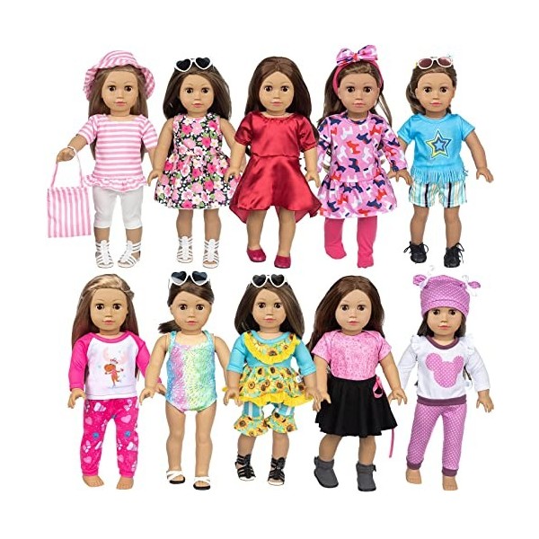 BDDOLL Lot de 23 vêtements et accessoires pour poupée américaine de 45,7 cm pour poupée de 45,7 cm avec poupées Our Generatio