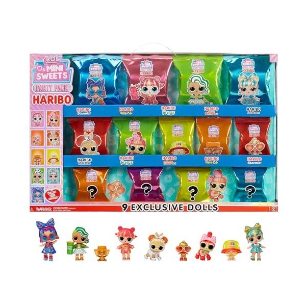 LOL Surprise Loves Mini Sweets X Haribo Party Pack - 9 Poupées à Collectionner et + de 45 Surprises - Accessoires, Poupées en