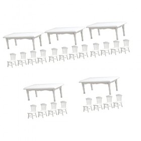 Toyvian 5 Ensembles Table à Manger De Simulation Mini Poupées Meubles Miniatures Décor pour Table Mini Décor Mini Chaise Mini