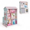 DREAMADE Cuisine Enfant 2 en 1 en Bois Maison de Poupée pour Enfants 3-7 Ans Maison de Rêve Multifonctionnel avec Accessoires