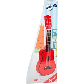 Small Foot 3306 Guitare, Rouge en Bois, Instrument de Musique pour Enfant, médiator Inclus, à partir de 3 Ans