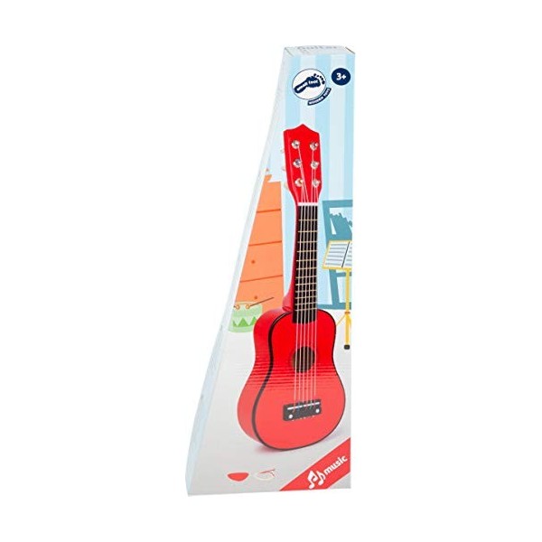 Small Foot 3306 Guitare, Rouge en Bois, Instrument de Musique pour Enfant, médiator Inclus, à partir de 3 Ans