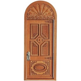 JBM Maison de poupée victorienne porte extérieure sculptée en noyer Accessoire 1:12