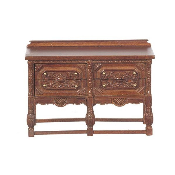 Melody Jane Poupées Maison Gothique Poitrine Tudor Buffet Noyer JBM Miniature Meubles