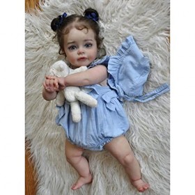 YIHANGG 60cm Réaliste Fille Princesse Poupée Reborn pour Tout-Petits Poupée Finie Déjà Peinte Peau 3D Veines Visibles Cheveux