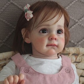 MHXZKHL 60CM Réaliste Poupée Bébé Tout-Petit Belle Fille Grande Taille Reborn Nouveau-né Cheveux Enracinés à la Main Poupée d