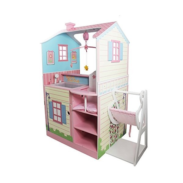 Teamson Kids Maison de poupée Dream Land nurserie Poupon 2 façades Bois Fille Rose TD-11460A