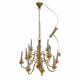 Melody Jane Maison de Poupées Elite 12 Bras Laiton Chandelier Bougie Ampoules Miniature Ampoule Électrique