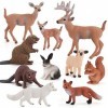 LUFEIS Figurine Animaux, 10 Pcs Mini Animaux Forêt Ensemble, Figurines danimaux Jouet Plastique réalistes, Animaux Jouet For