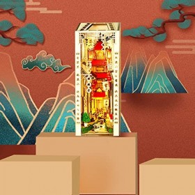 LWKBE DIY 3D Puzzles en Bois, DIY Dollhouse Boît Book Nook Bookend Bookend Bookends Insérer des Kits Modèle, Bâtiment Miniatu