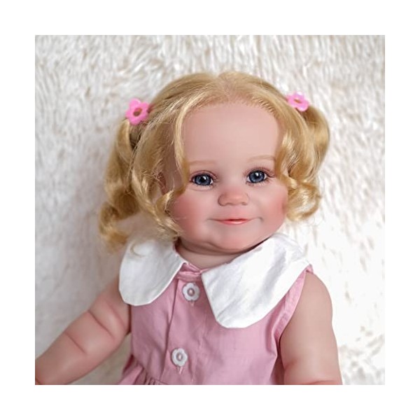 Reborn Baby Doll Girls Silicone Full Body Blonde Hair Toddler Girl 22 Pouces Nouveau-né Bébé Poupées Qui Ressemblent À Un Jou