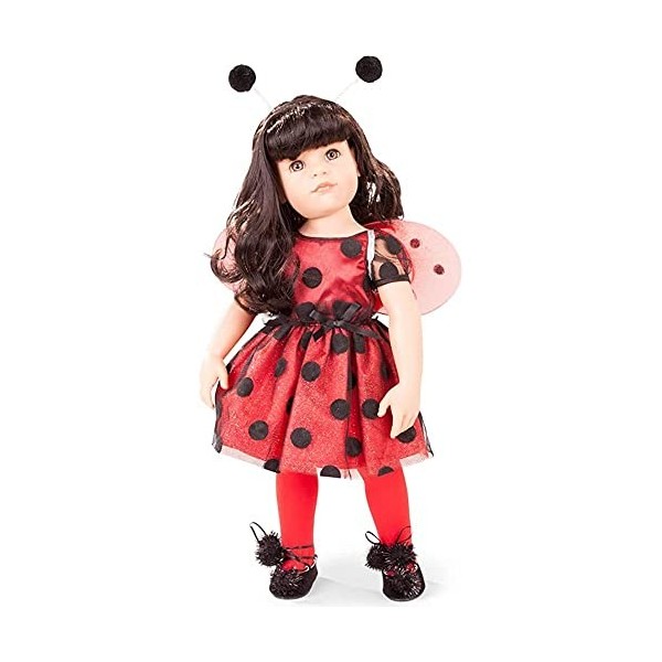 Gotz 1859088 Hannah Ladybug Poupée Debout avec Cheveux Longs Noirs et Yeux Gris Pierre 50 cm