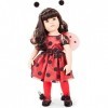 Gotz 1859088 Hannah Ladybug Poupée Debout avec Cheveux Longs Noirs et Yeux Gris Pierre 50 cm