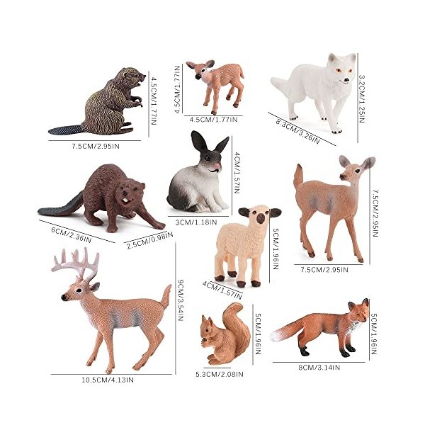 JOKFEICE Lot de 10 Figurines d'animaux de la forêt en Plastique