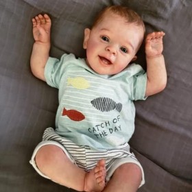 Poupées Reborn pour Tout-Petits 24 Pouces 60 Cm en Silicone Souple avec des Cheveux Blonds Et des Yeux Bleus Qui Semblent Rée