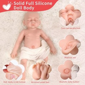 YEEFAIRY Poupée Reborn réaliste en silicone pour bébé fille, nouveau-né endormi, 43,2 cm, cadeau pour enfants et adultes