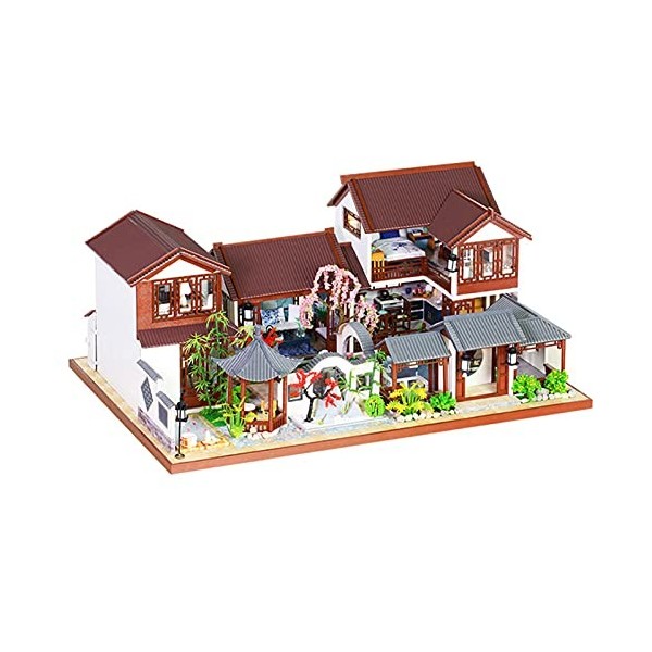 Kit de Maison de Poupée Miniature Bricolage, Meubles Créatifs Manuels Jiangnan Ancienne Ville Œuvre dart Maison Cadeau dann