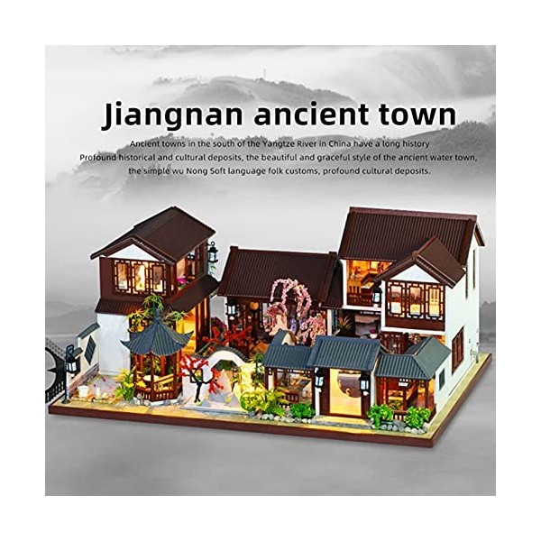 Kit de Maison de Poupée Miniature Bricolage, Meubles Créatifs Manuels Jiangnan Ancienne Ville Œuvre dart Maison Cadeau dann