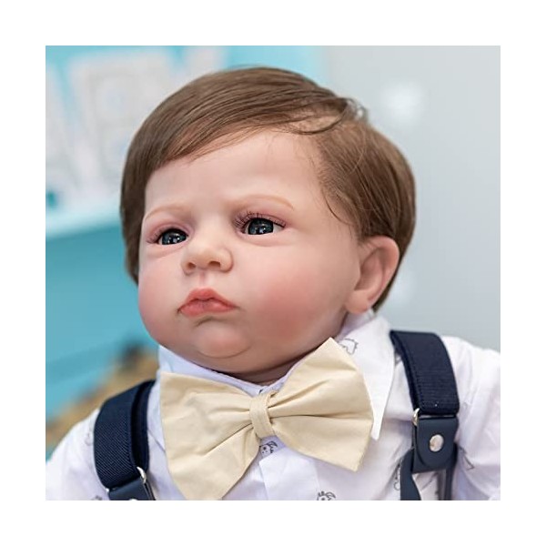 Reborn Baby Dolls Garçon 23 Pouces 57cm Poupée en Silicone Souple Poupées réalistes pour Tout-Petits avec Corps en Tissu Poup