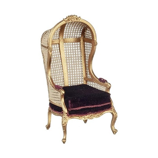 JBM Chaise de porte médiévale avec dossier en canne dorée