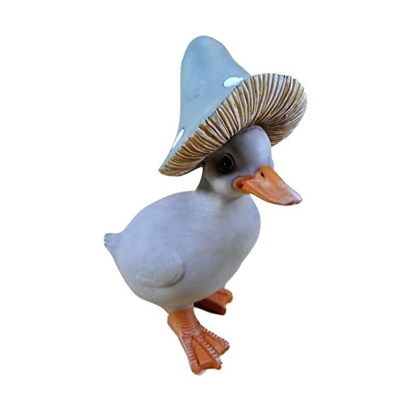 Generisch 1 canard avec chapeau champignon 17 x 10 cm - Canard domestique - Volaille - Figurine animale - Décoration - SRBG H