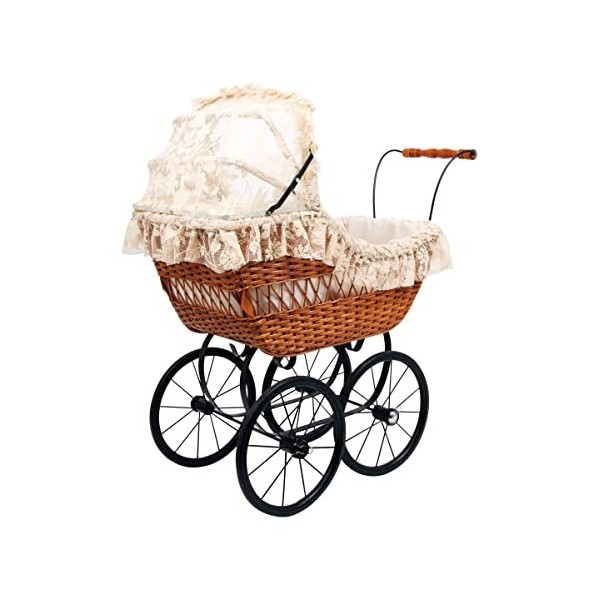 small foot 8773 Landeau de poupée "Cornelia" en bois, toit mobile et accessoires inclus oreiller et couverture , à partir de