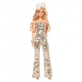 Barbie Le Film - Barbie Poupée Mannequin Articulée En Combinaison Bustier Disco Dorée, Avec Boucles Brillantes, Talons Dorés 