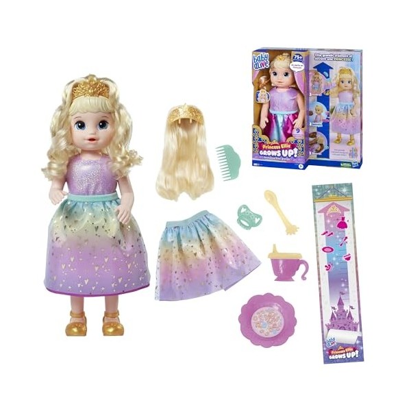Baby Alive Poupée Princesse Ellie grandit !, poupée de 45 cm Qui Parle et grandit, Cheveux blonds, pour Enfants, dès 3 Ans
