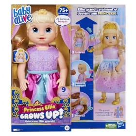 Baby Alive Poupée Princesse Ellie grandit&nbsp;!, poupée de 45&nbsp;cm Qui Parle et grandit, Cheveux blonds, pour Enfants, dès 3&nbsp;Ans