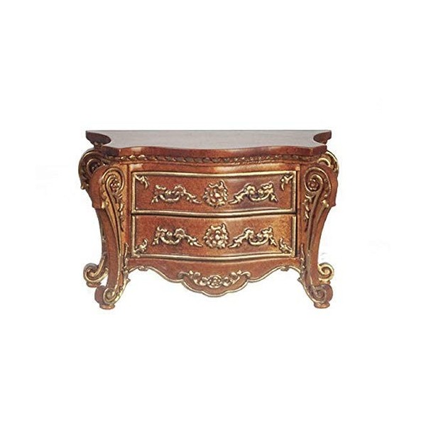 Melody Jane Maison de Poupées Bombe Buffet Commode Noyer & Doré JBM Miniature Meubles