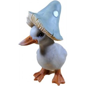 Generisch 1 canard avec chapeau champignon 17 x 10 cm - Canard domestique - Volaille - Figurine animale - Décoration - SRBG H
