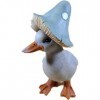 Generisch 1 canard avec chapeau champignon 17 x 10 cm - Canard domestique - Volaille - Figurine animale - Décoration - SRBG H