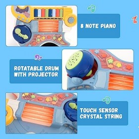 Jouet Musical de Guitare électrique pour Enfants pour Les Tout-Petits Instrument de Musique Multifonctionnel avec Piano et Ta