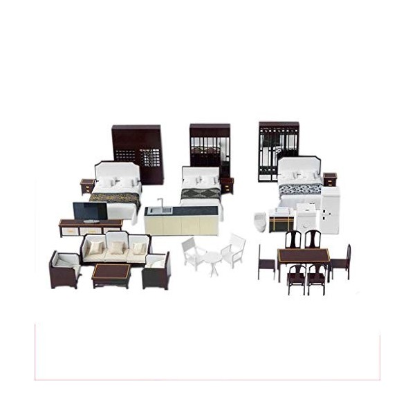 Maison de poupée miniature échelle 1/25, modèle architectural, mini meubles chinois, meuble de canapé, table de lit et chaise