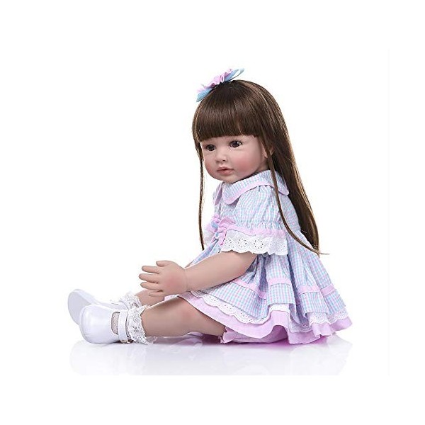 Reborn Baby Dolls 60 CM 24 Pouces Fait Main Réaliste Nouveau-Né Poupées Jouet Magnétique Doux Cheveux Longs Jolie Fille Poupé