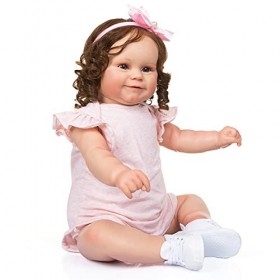 24 Pouces Reborn Toddler Dolls Réalistes Silicone Poupées Doux Vinyle Lesté Corps Bébé Poupées Réel avec Visage Souriant Rebo