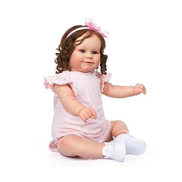 24 Pouces Reborn Toddler Dolls Réalistes Silicone Poupées Doux Vinyle Lesté Corps Bébé Poupées Réel avec Visage Souriant Rebo