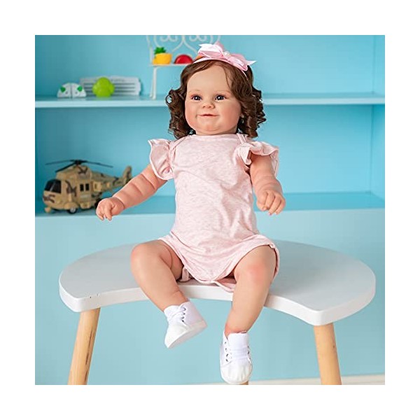 24 Pouces Reborn Toddler Dolls Réalistes Silicone Poupées Doux Vinyle Lesté Corps Bébé Poupées Réel avec Visage Souriant Rebo