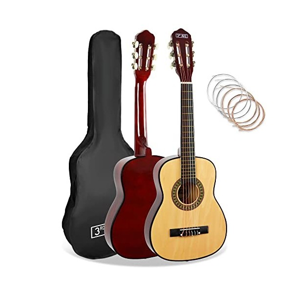 3rd Avenue Pack Guitare Classique enfant Taille 3/4 pour Débutants avec Cordes en Nylon, Housse, Cordes de Rechange – Rouge