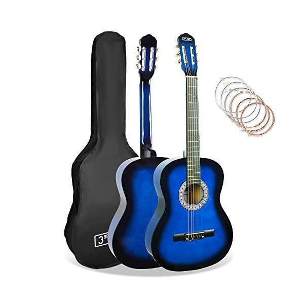 3rd Avenue Pack Guitare Classique enfant Taille 3/4 pour Débutants avec Cordes en Nylon, Housse, Cordes de Rechange – Rouge