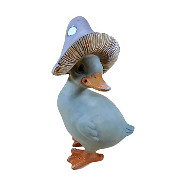 Generisch 1 canard avec chapeau champignon 17 x 10 cm - Canard domestique - Volaille - Figurine animale - Décoration - SRBG H