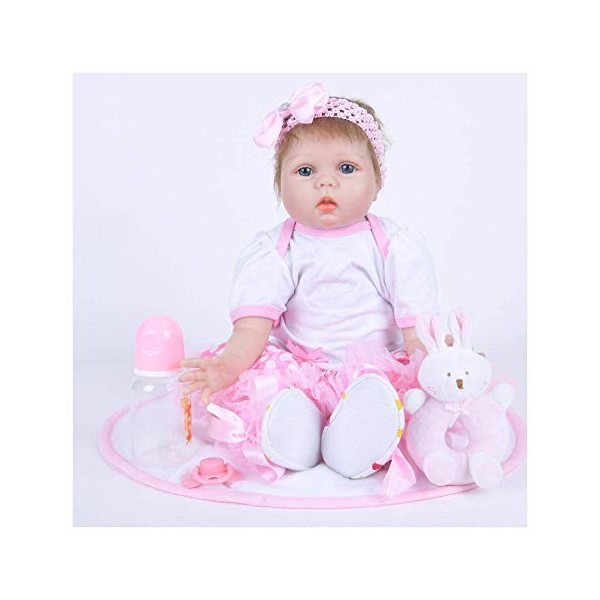 Reborn Baby Dolls Aides à la mémoire Simulation Baby Doll Reborn Doll 22"Fait à la Main pour Enfant de 3 Ans et Plus Jouets 