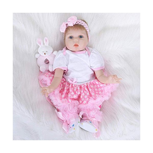 Reborn Baby Dolls Aides à la mémoire Simulation Baby Doll Reborn Doll 22"Fait à la Main pour Enfant de 3 Ans et Plus Jouets 