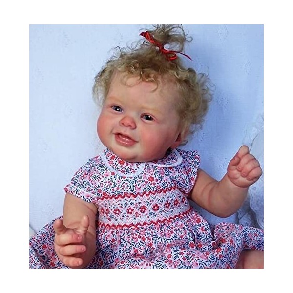 Poupées bébé Reborn 24 Pouces 60cm Filles potelées avec des veines Visibles poupées bébé réalistes avec des Cheveux blonds po